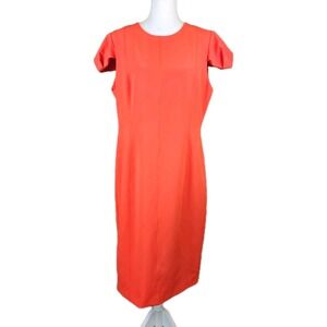 Antonio Melani Sheath Dress Womens 14 Orange Cap Sleeve Classic Business Office